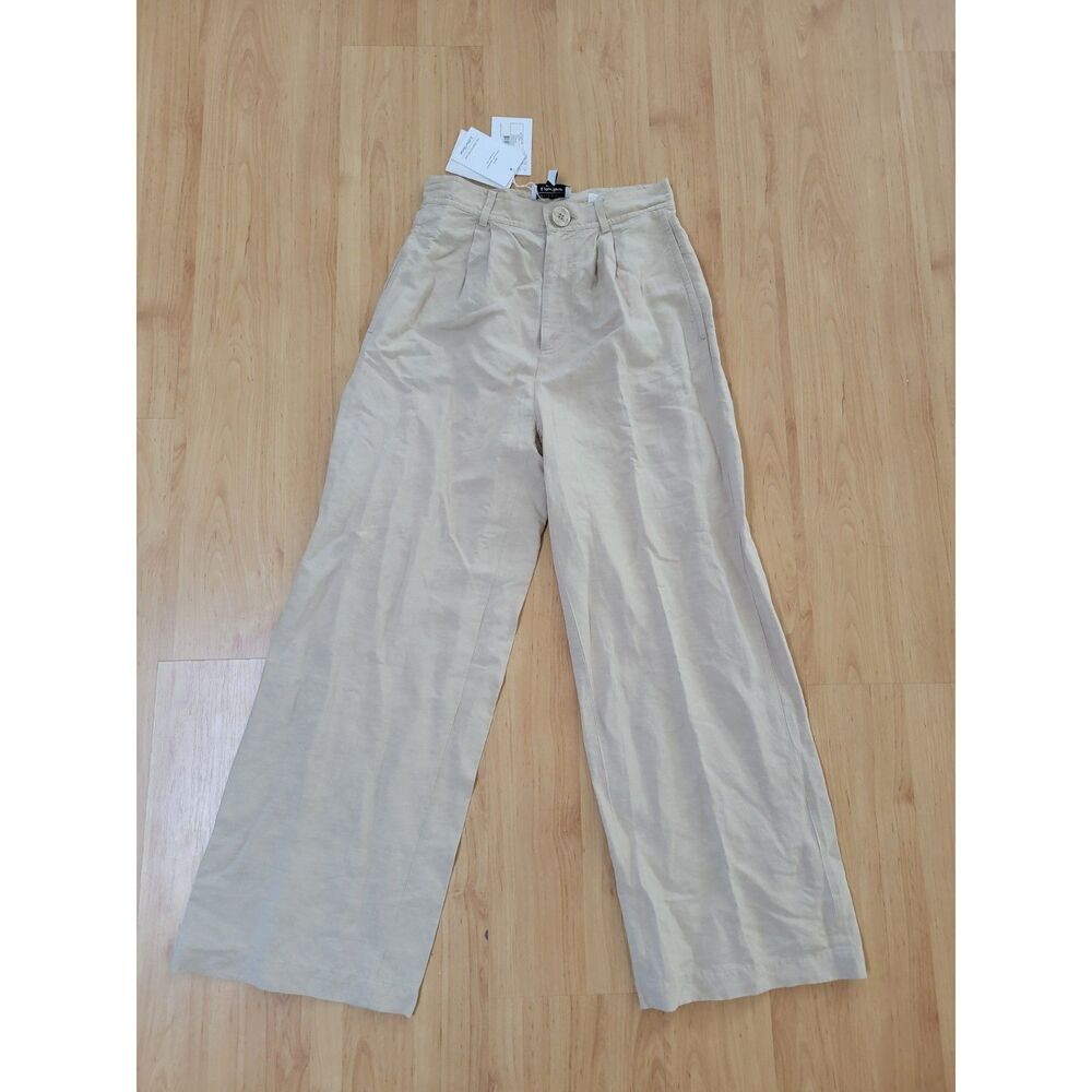 NWT & Other Stories LA Mars Wide-Leg Pants Beige Linen Blend EU 36